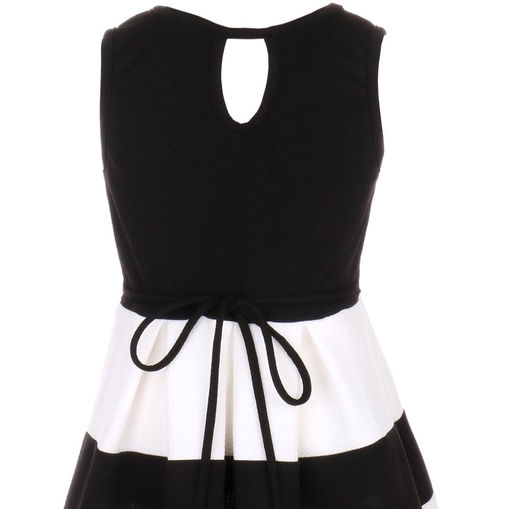 Girl Sleeveless Dress Color Block Striped Summer Special Flower Girl Dress 4-14 - Picture 2 of 4